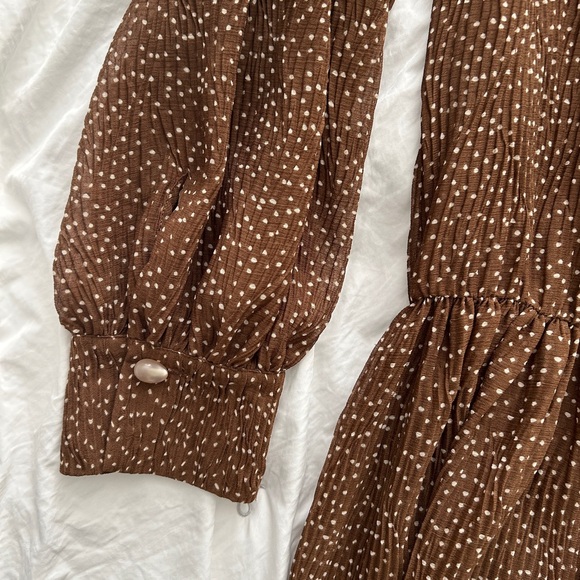 Vince Brown Long Sleeve Dress with Polka Dots - Picture 4 of 5